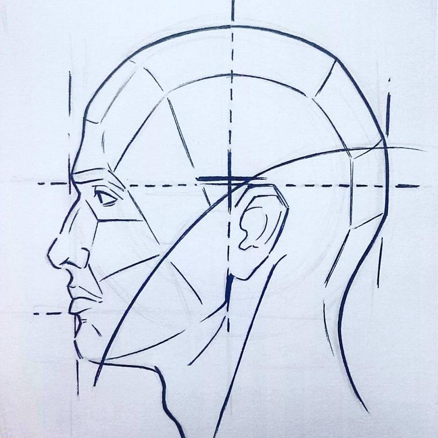 Как рисовать лицо человека в профиль