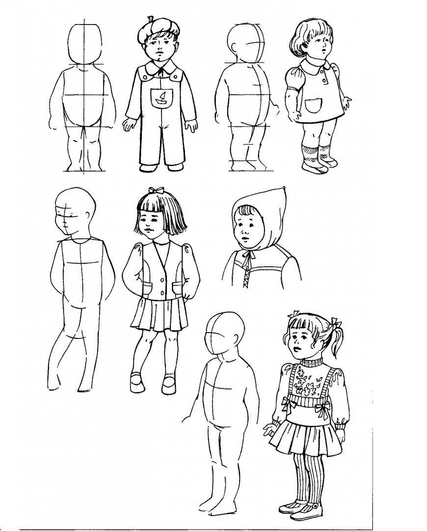 Рисунок мальчика и девочки поэтапно карандашом
