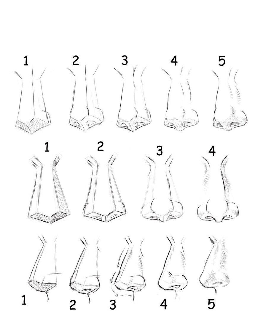 Как нарисовать нос пошагово