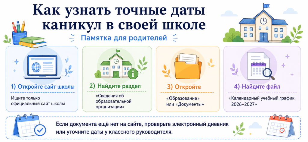Как узнать точные даты каникул в своей школе