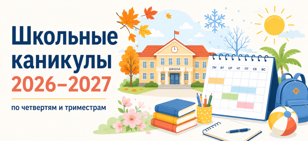 Школьные каникулы 2026–2027: даты по четвертям и триместрам
