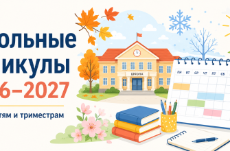 Школьные каникулы 2026–2027 даты по четвертям и триместрам