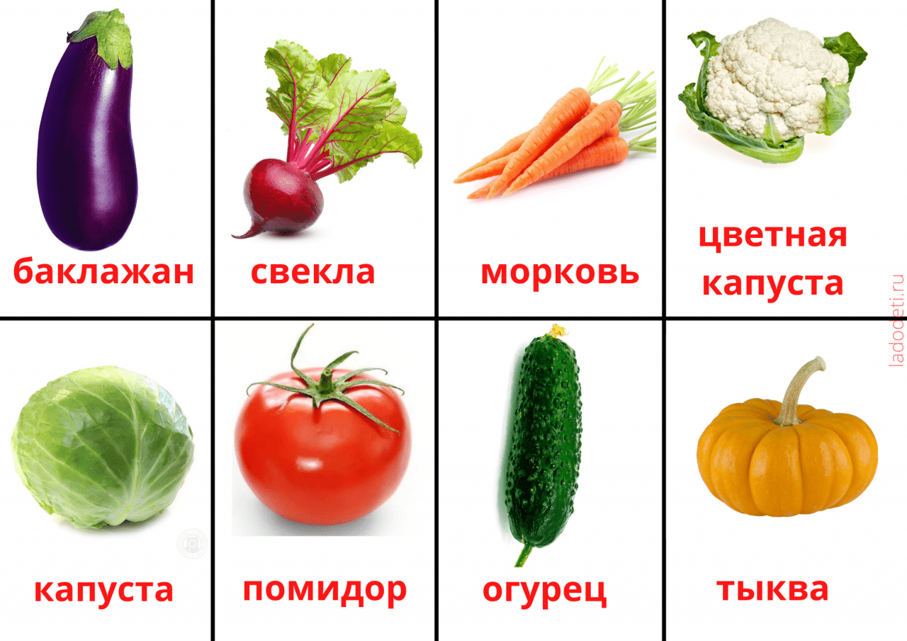 Карточки Домана овощи