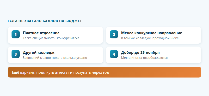 Что делать, если не хватило баллов для поступления в колледж на бюджет: четыре варианта