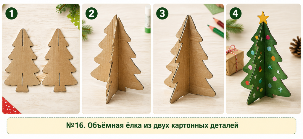 Объёмная ёлка из двух картонных деталей