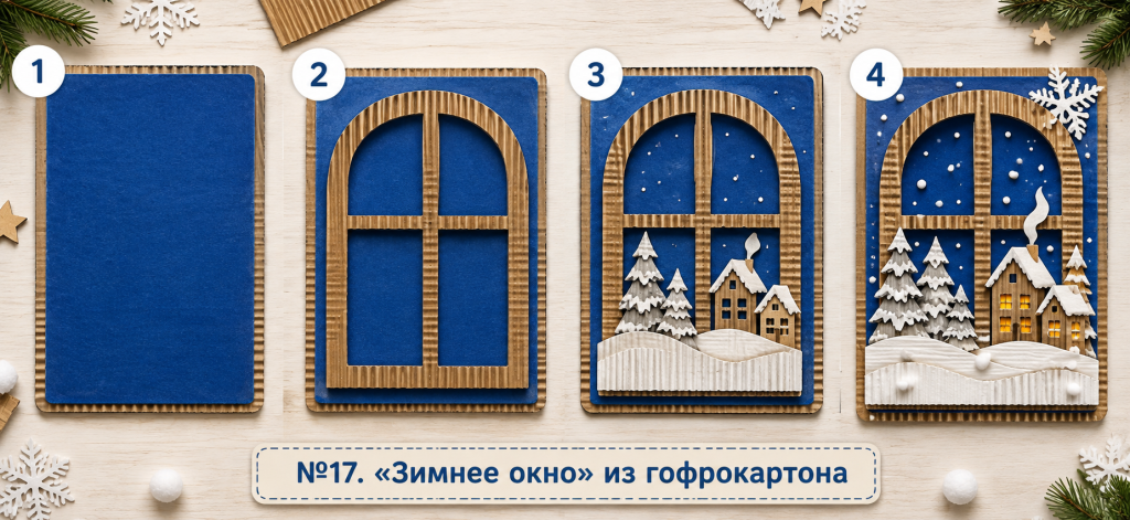 «Зимнее окно» из гофрокартона