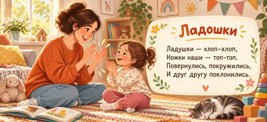 Потешка Ладошки с иллюстрацией