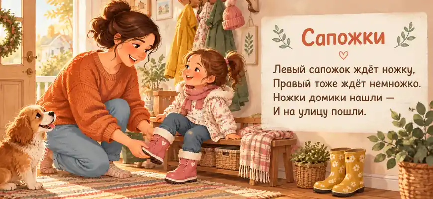 Потешка Сапожки с иллюстрацией