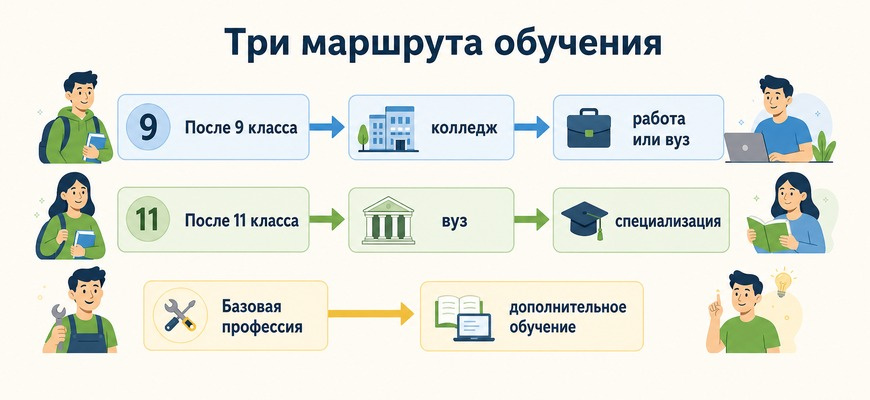 Три маршрута обучения профессиям будущего после 9 и 11 класса