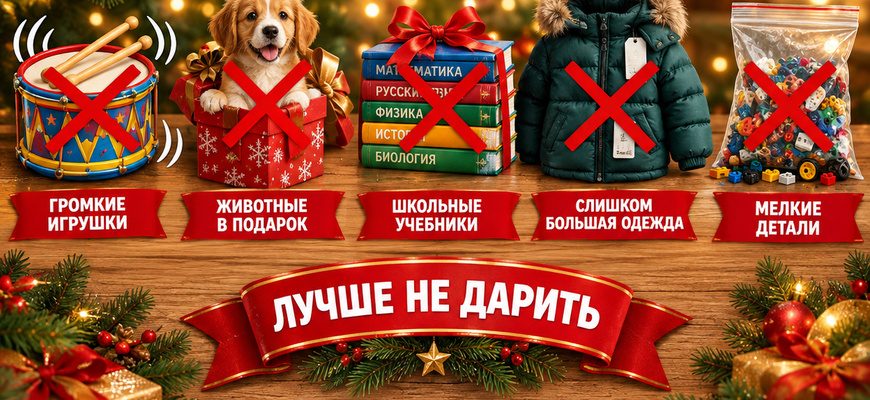 Что лучше не дарить ребёнку: громкие игрушки, животных, учебники, одежду на вырост, мелкие детали