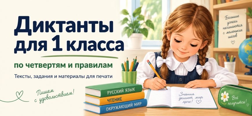 Диктанты для 1 класса по четвертям и материалы для печати