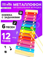Детский металлофон на 12 тонов с карточками