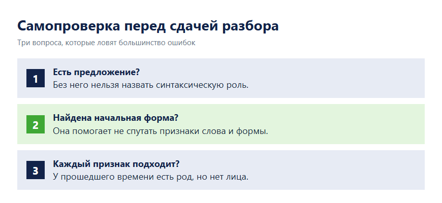 Памятка для самопроверки морфологического разбора