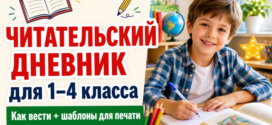Читательский дневник для 1-4 класса: как вести и шаблоны для печати — обложка статьи