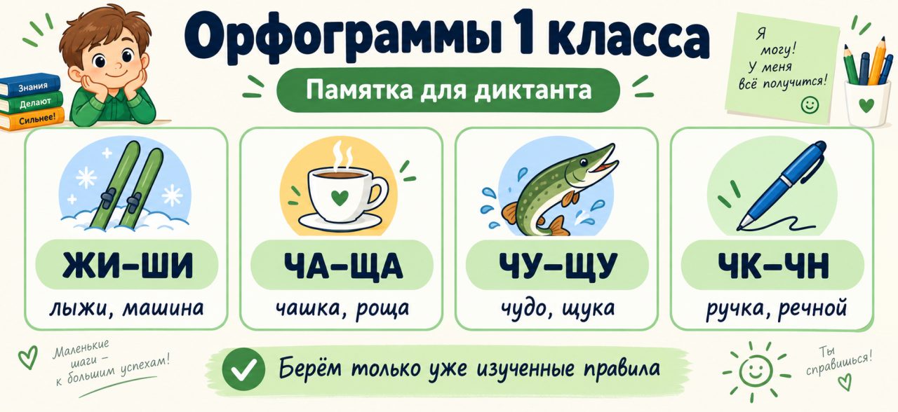 Орфограммы 1 класса: жи-ши, ча-ща, чу-щу, чк-чн