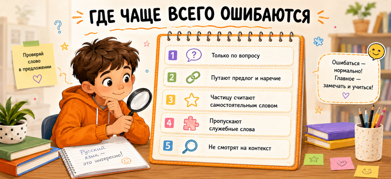 ошибки в определении частей речи