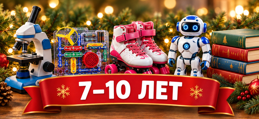 Подарки ребёнку 7–10 лет: микроскоп, электронный конструктор, ролики, робот, книги