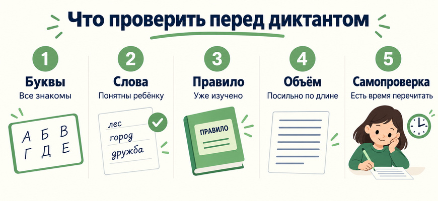 Что проверить перед диктантом в 1 классе