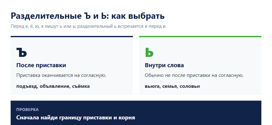 Как выбрать разделительный твёрдый или мягкий знак