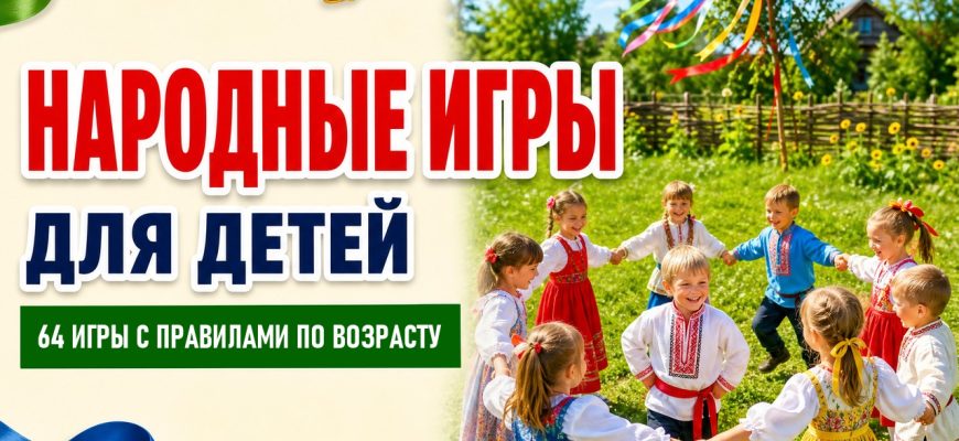Народные игры для детей: 64 игры с правилами по возрасту, дети водят хоровод на лугу
